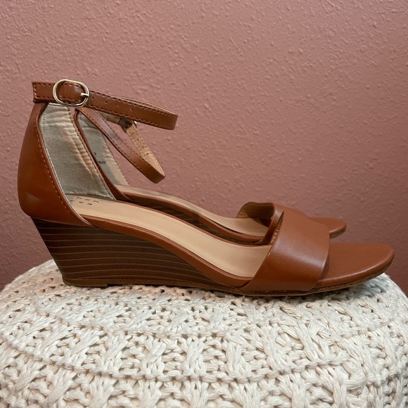 a new day Shoes Tan Low Wedge Sandals Poshmark